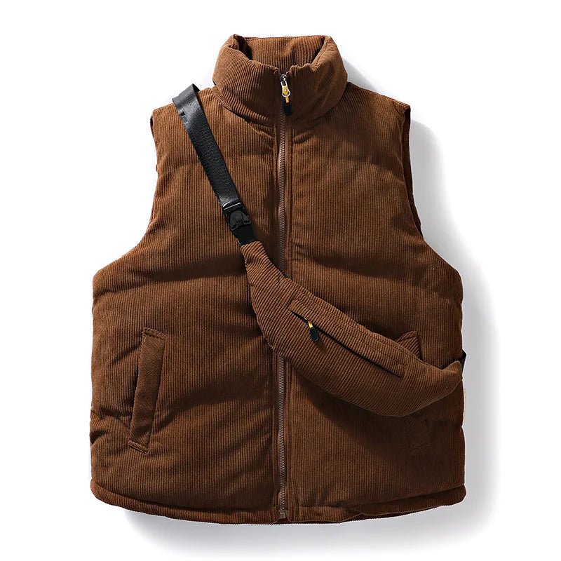 Ramonco Corduroy Vest Set — Premium Warm Vest with Matching Crossbody Bag (Blue S) - | Zavonix