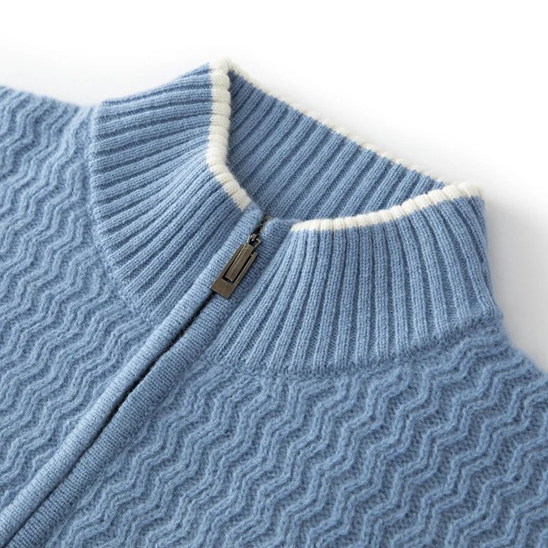 Rennar — Merino Wool Sweater with Layered Color Design (Blue S) - | Zavonix