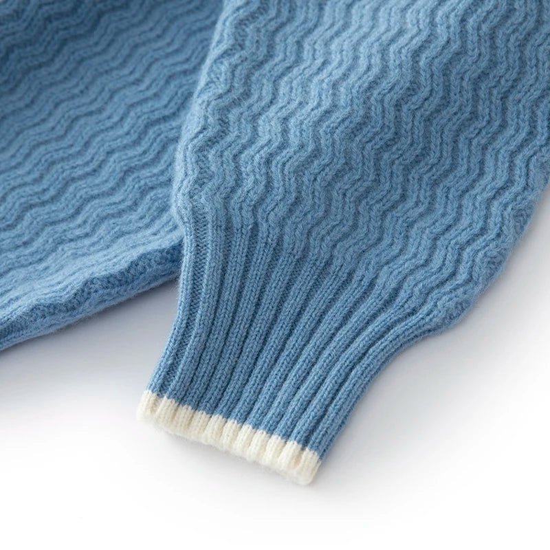 Rennar — Merino Wool Sweater with Layered Color Design (Blue S) - | Zavonix