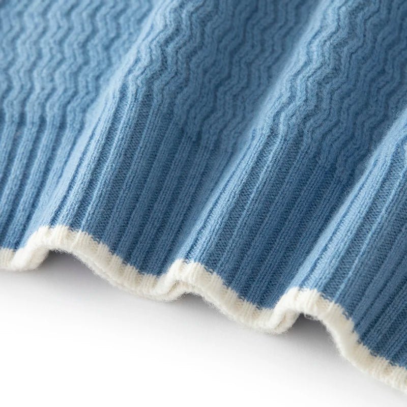 Rennar — Merino Wool Sweater with Layered Color Design (Blue S) - | Zavonix