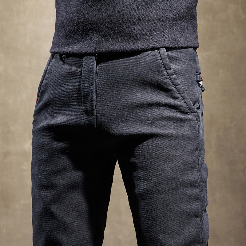 Renno — Men's Slim Fit Cotton Stretch Pants with Wrinkle Resistance - Zavonix