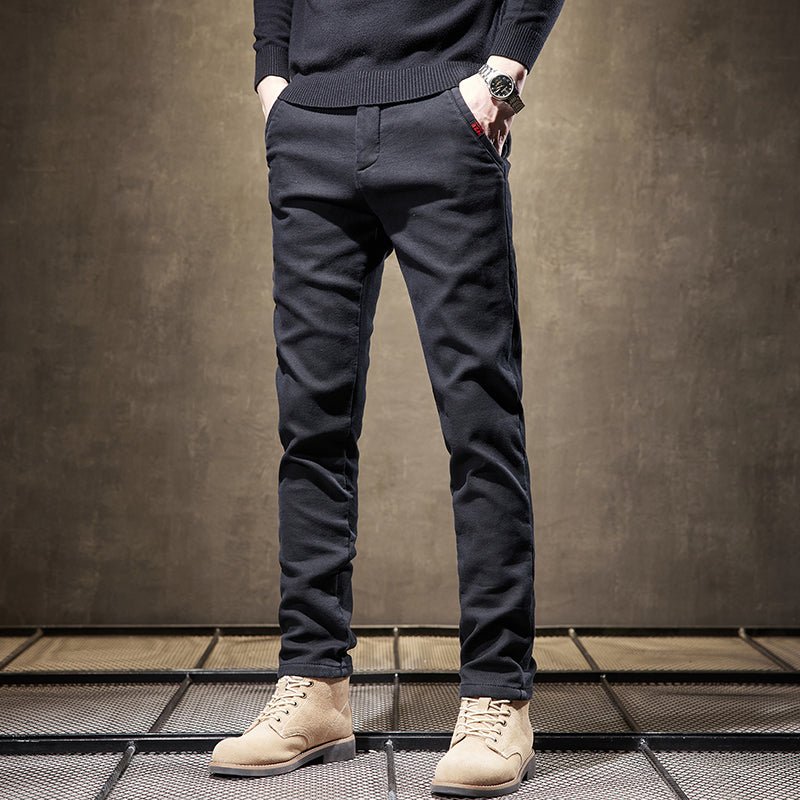 Renno — Men's Slim Fit Cotton Stretch Pants with Wrinkle Resistance - Zavonix