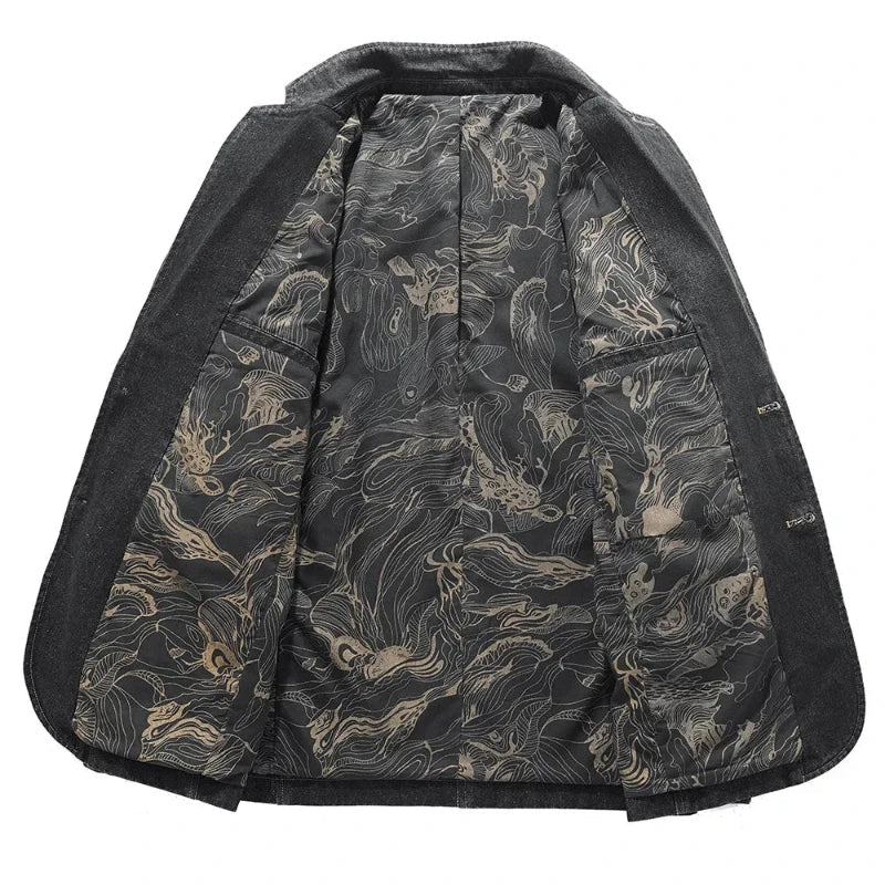 Renzo — Durable Tailored Denim Jacket with Vintage Style (Black S) - | Zavonix