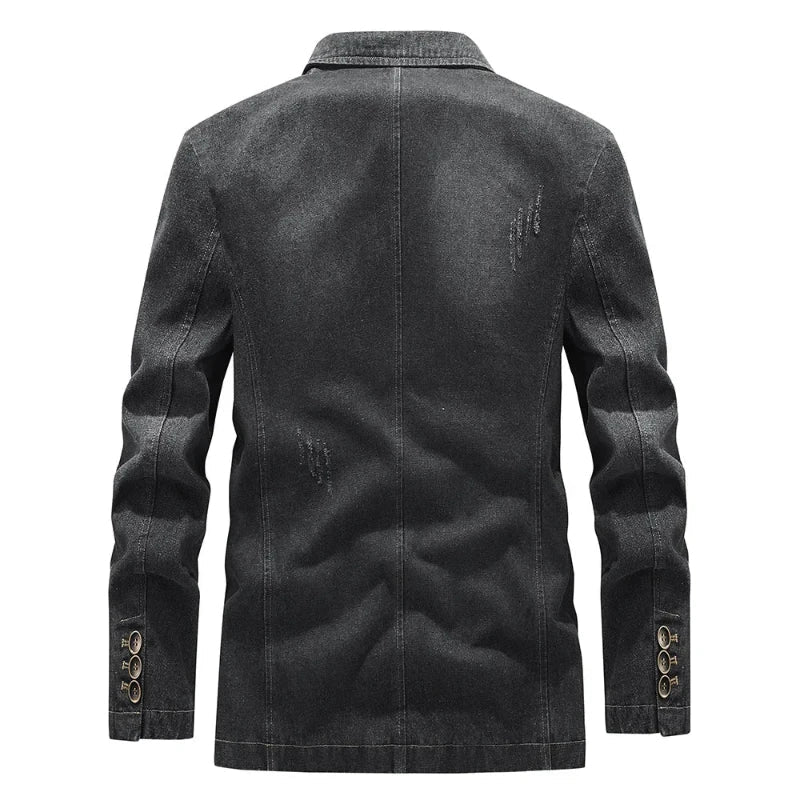 Renzo — Durable Tailored Denim Jacket with Vintage Style (Black S) - | Zavonix