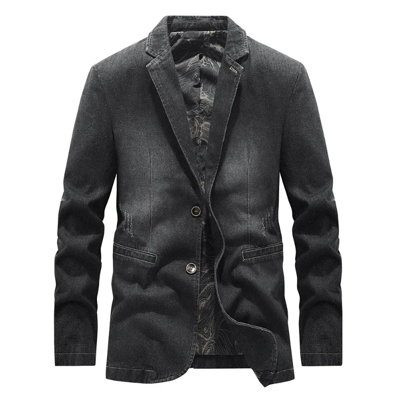 Renzo — Durable Tailored Denim Jacket with Vintage Style (Black S) - | Zavonix