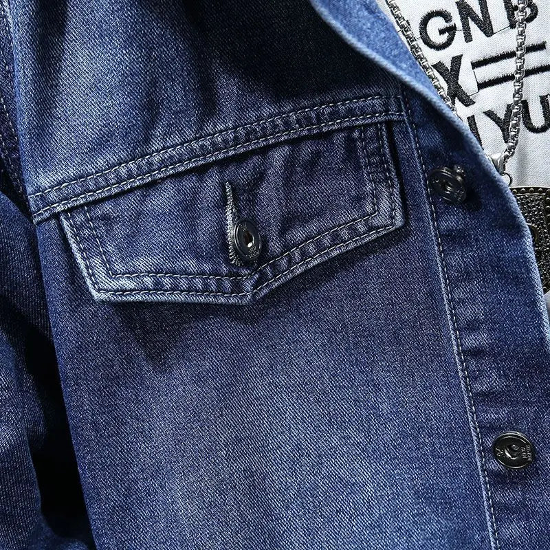 Renly Hooded Denim Jacket — Lightweight Breathable Urban Style (black S) - | Zavonix