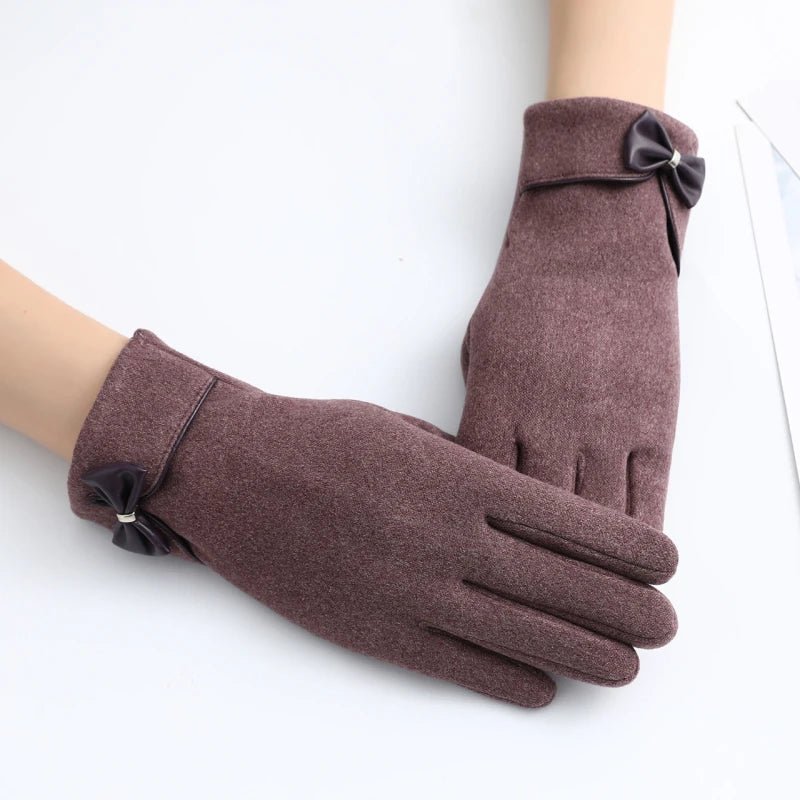"Refined Bow" Wool - Mix Gloves (Grey ) - | Zavonix