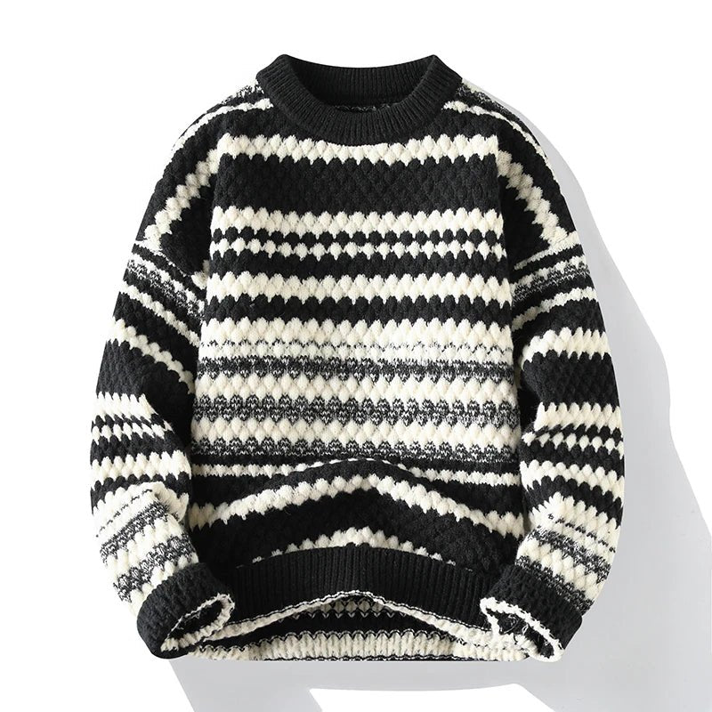 Renley Sweater — Soft Knit Pullover with Textured Pattern for Comfort (Black S) - | Zavonix