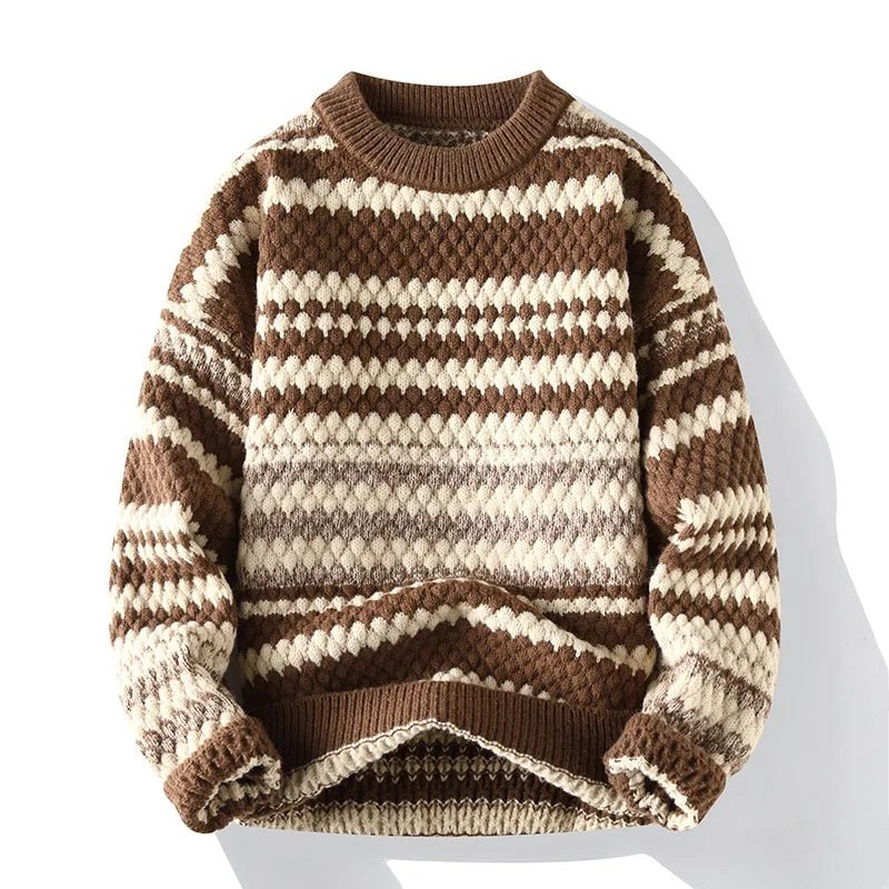 Renley Sweater — Soft Knit Pullover with Textured Pattern for Comfort (Khaki S) - | Zavonix