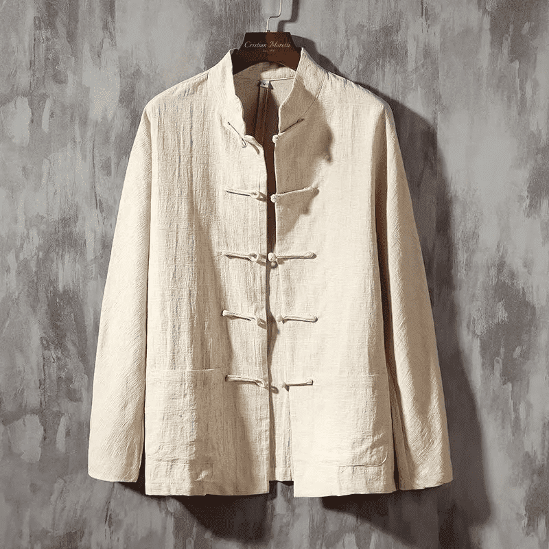 Ronin Japanese Style Linen Shirt (Khaki XS) - | Zavonix