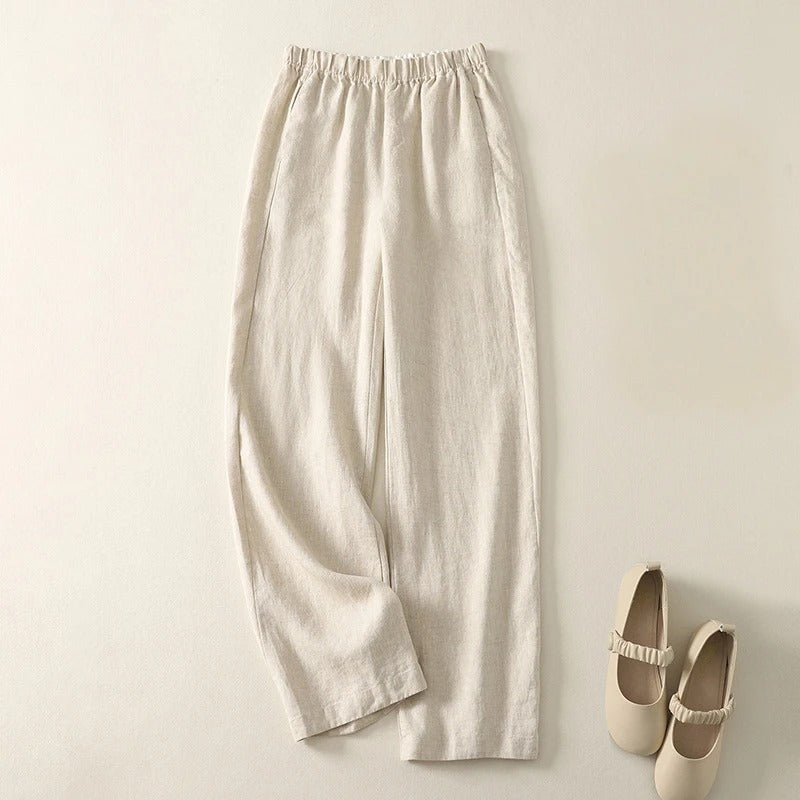 Rivano — Breathable Cotton Linen Straight Pants with Relaxed Fit (Cream XS) - | Zavonix