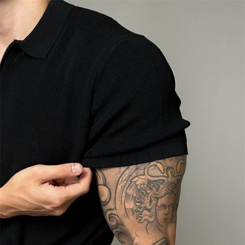 Rielan — Men's Moisture - Wicking Muscle Shirt with Tailored Zip Fit (Blue XS) - | Zavonix