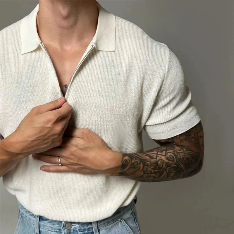 Rielan — Men's Moisture - Wicking Muscle Shirt with Tailored Zip Fit (Blue XS) - | Zavonix