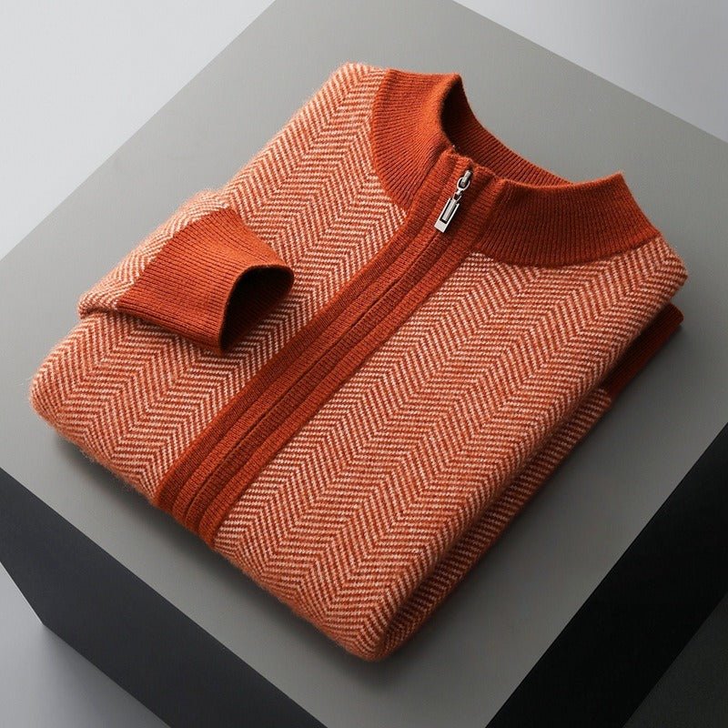 ROGER MERINO WOOL CARDIGAN (Orange XS) - | Zavonix