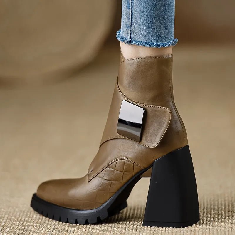 "Rossella" Heel Boot (Khaki 4) - | Zavonix