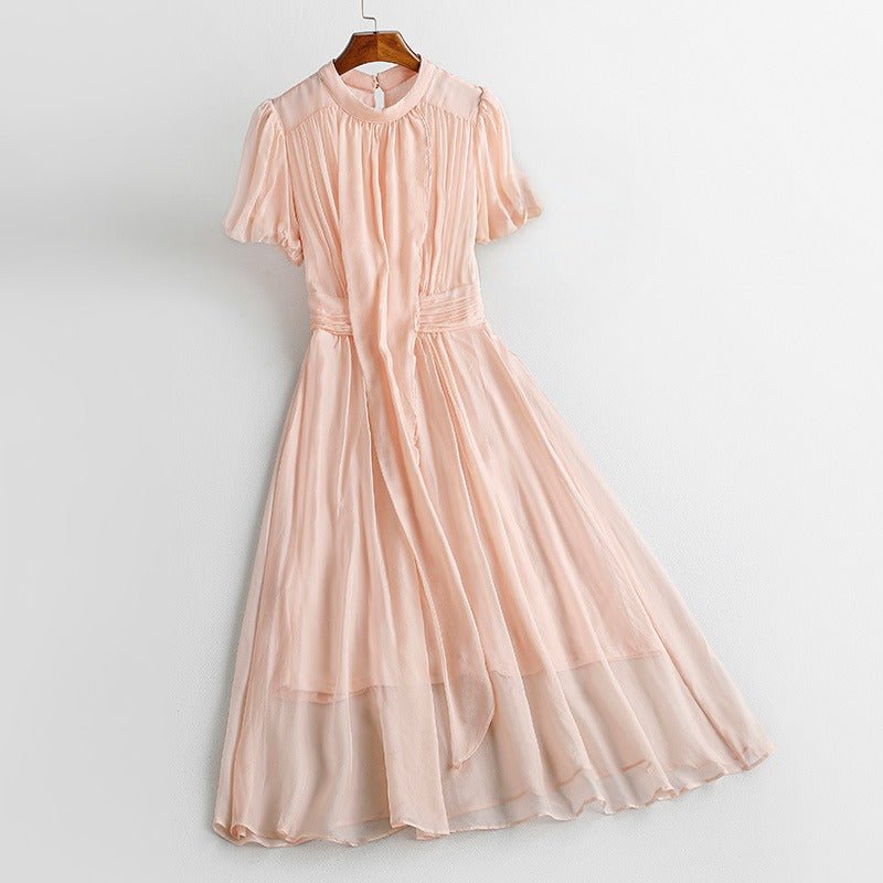 ROYAL SILK DRESS (Pink XS) - | Zavonix