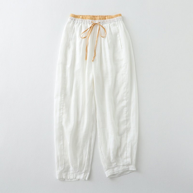 ROSIE LINEN PANTS (White XS) - | Zavonix