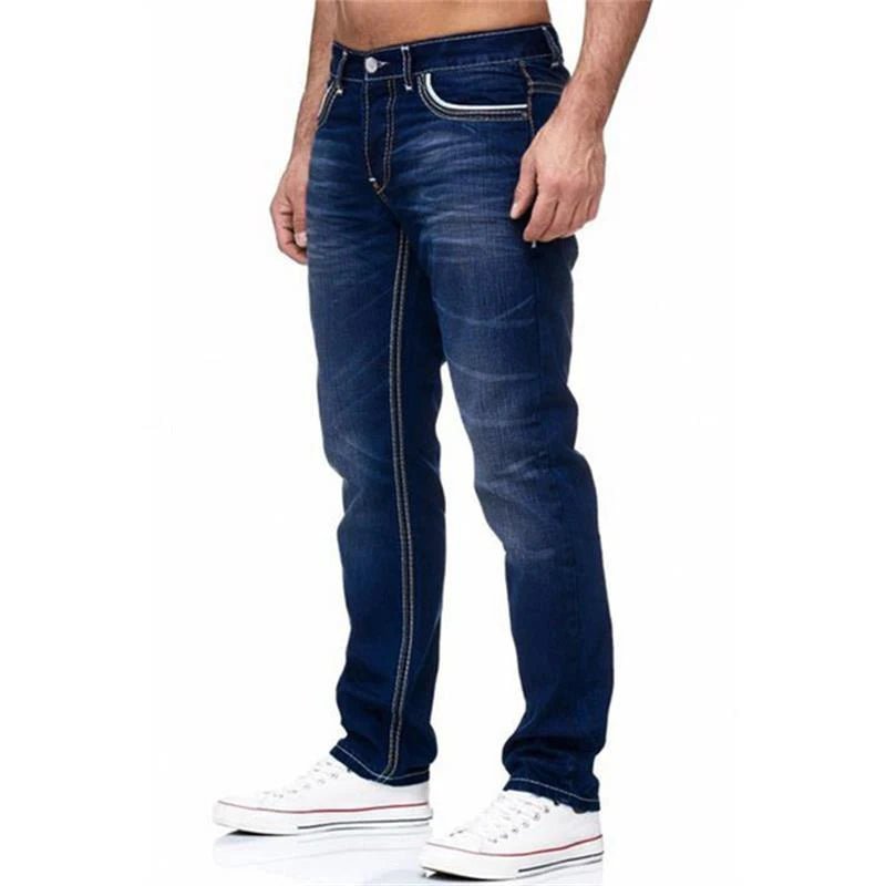 Rylan Jeans — Vintage - Washed Denim with Bold White Stitching (Blue Navy 28) - | Zavonix