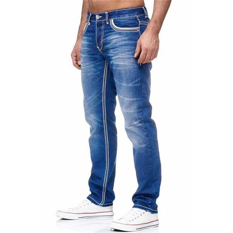 Rylan Jeans — Vintage - Washed Denim with Bold White Stitching (Light Blue 28) - | Zavonix