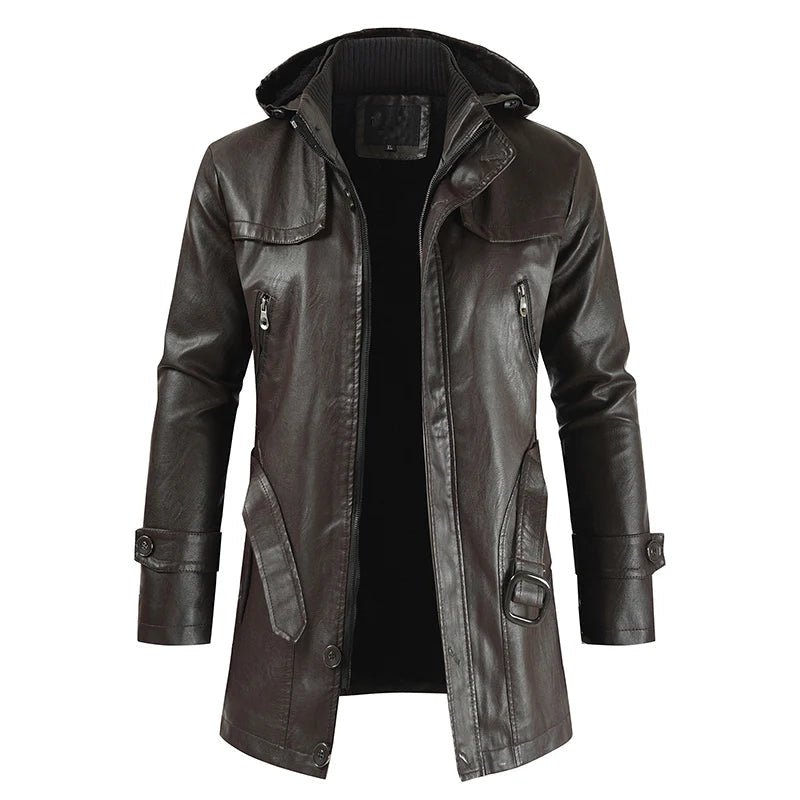 Rylan — Men’s Leather Jacket with Fleece Lining and Adjustable Fit (Dark Brown S) - | Zavonix