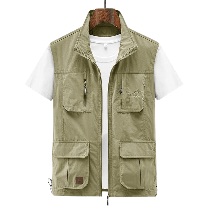 Rylan Vest — Durable Outdoor Vest with Multiple Pockets (Khaki XS) - | Zavonix