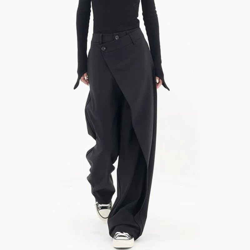 Rylan — 90s Grunge Asymmetrical Pants with Wrap Accents (Black XS) - | Zavonix