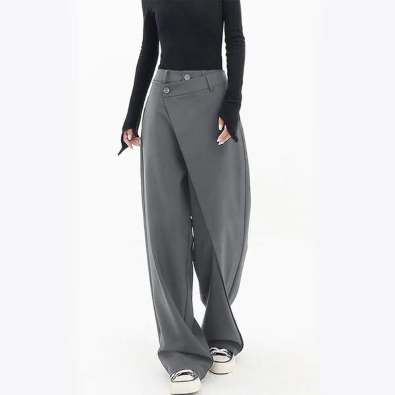 Rylan — 90s Grunge Asymmetrical Pants with Wrap Accents (Gray XS) - | Zavonix