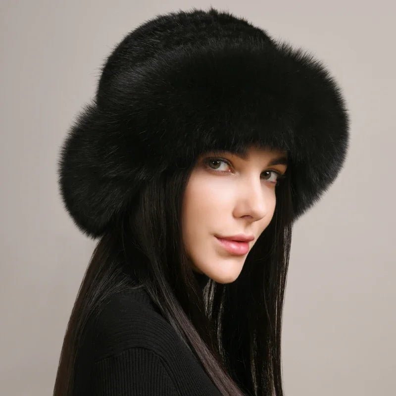 Siberian Aurora - Knitted Sable Fur Hat (Black ) - | Zavonix