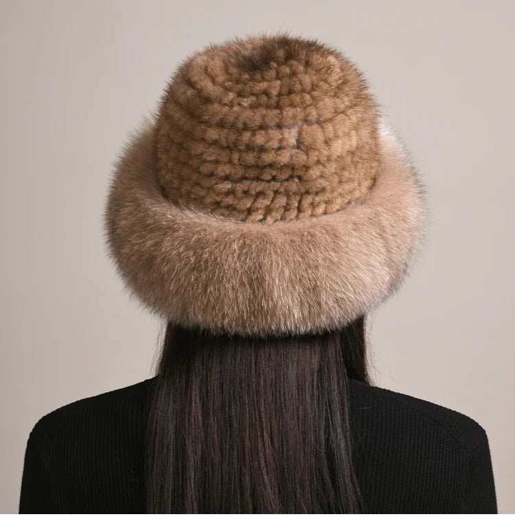 Siberian Aurora - Knitted Sable Fur Hat (Brown ) - | Zavonix