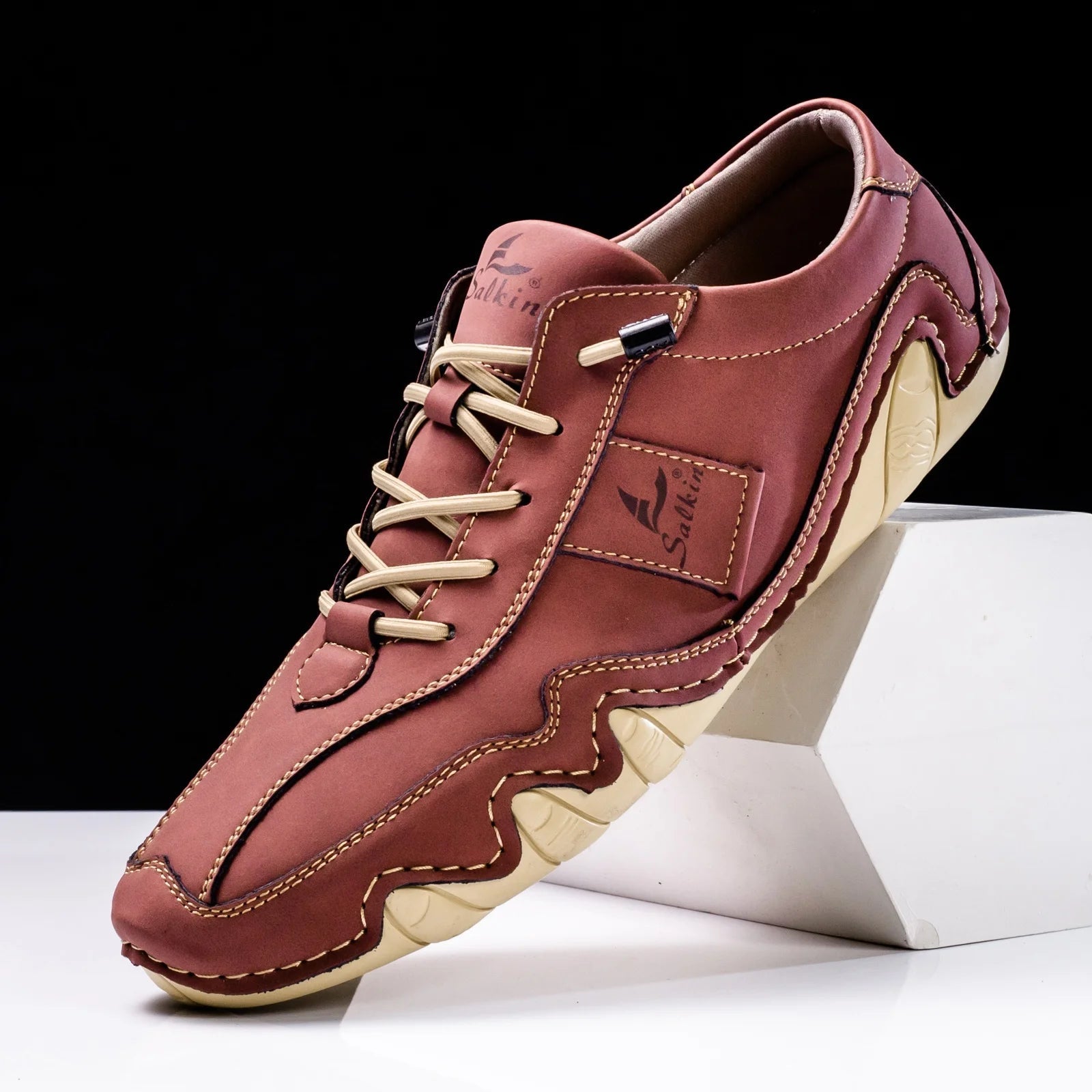 The Salkin™ Retro Genuine Leather Italian Footwear (Red 39) - | Zavonix