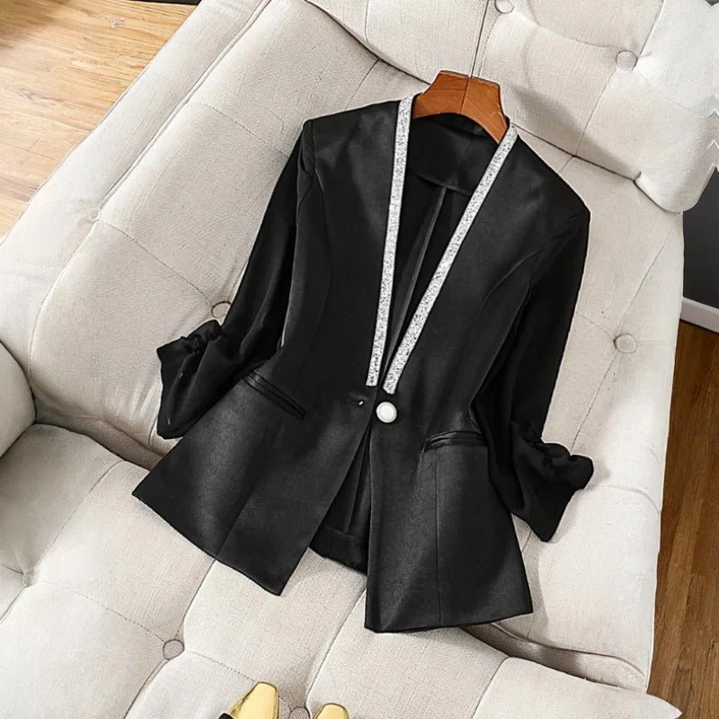 Satin Blazer™ — Own Every Room with Irresistible Glamour and Confidence (Black XS) - | Zavonix