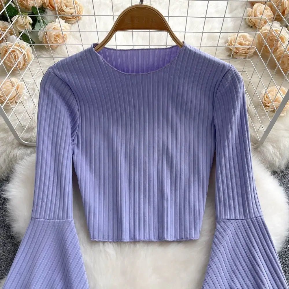 Seraphina Trumpet Sleeve Long Sleeve Top (Levander XS) - | Zavonix