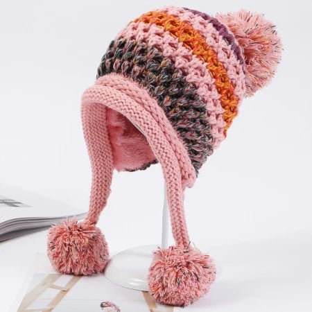 Snowy Peaks Knitted Beanie (Pink ) - | Zavonix