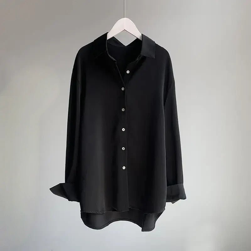 Silk - Infused Blouse™ — Feel Unstoppable Confidence in Featherlight Luxury (Black XS) - | Zavonix