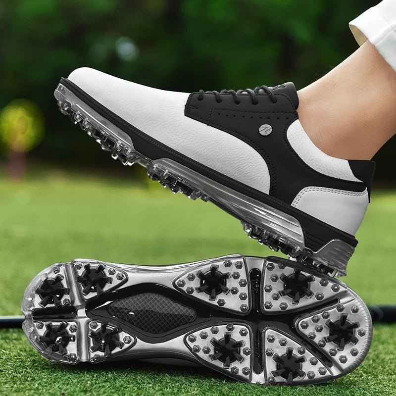 StridePro™ Leather Golf Shoes (White//Black 6) - | Zavonix