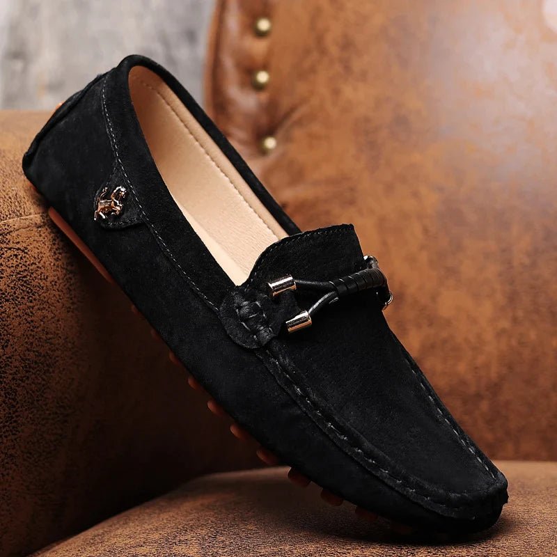 SuedeLux™ Leather Loafers (Black 6) - | Zavonix