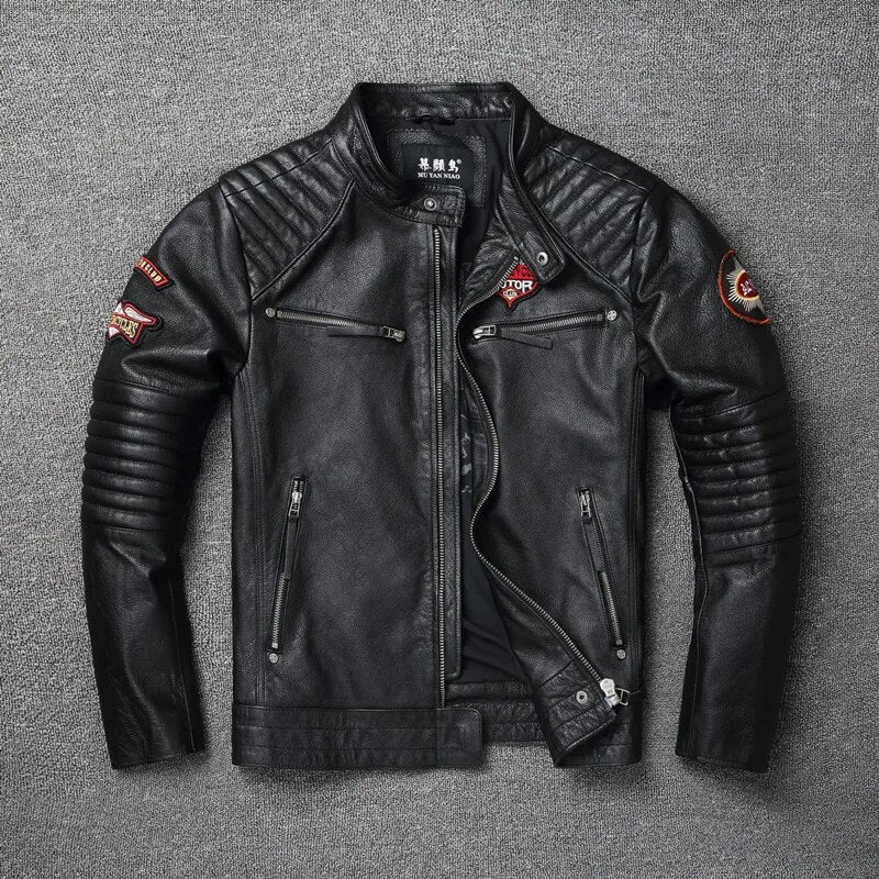 "Shadow Rider" - Genuine Cowhide Leather Motorcycle Jacket (Black XS) - Jacket | Zavonix
