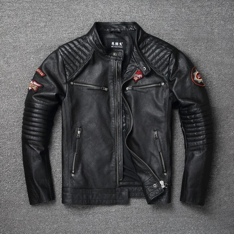 "Shadow Rider" - Genuine Cowhide Leather Motorcycle Jacket (Black XS) - Jacket | Zavonix