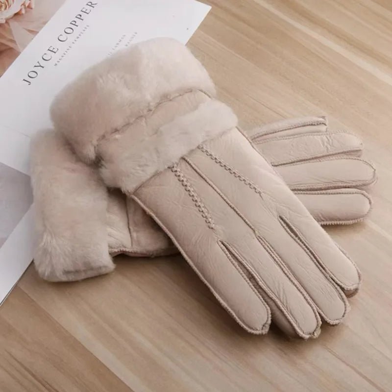 "Stirling" Leather Winter Gloves (Light khaki ) - | Zavonix