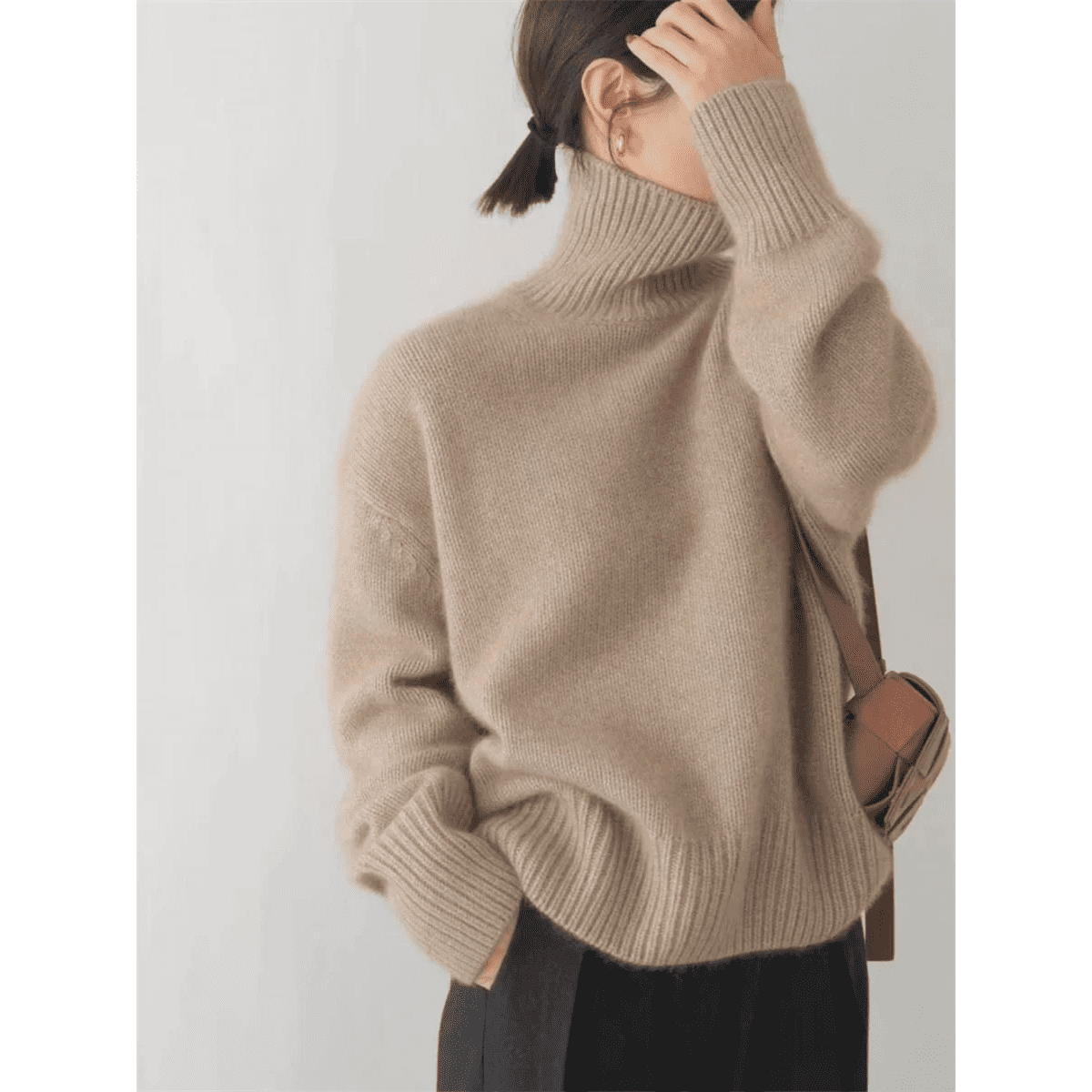 Sofia™ Woolen Turtleneck Sweater (Camel XS) - | Zavonix
