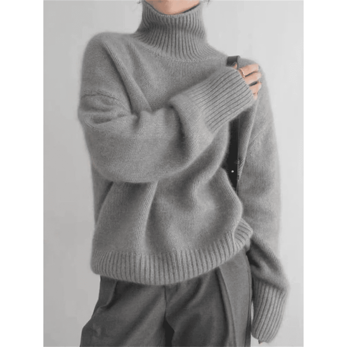 Sofia™ Woolen Turtleneck Sweater (Gray XS) - | Zavonix