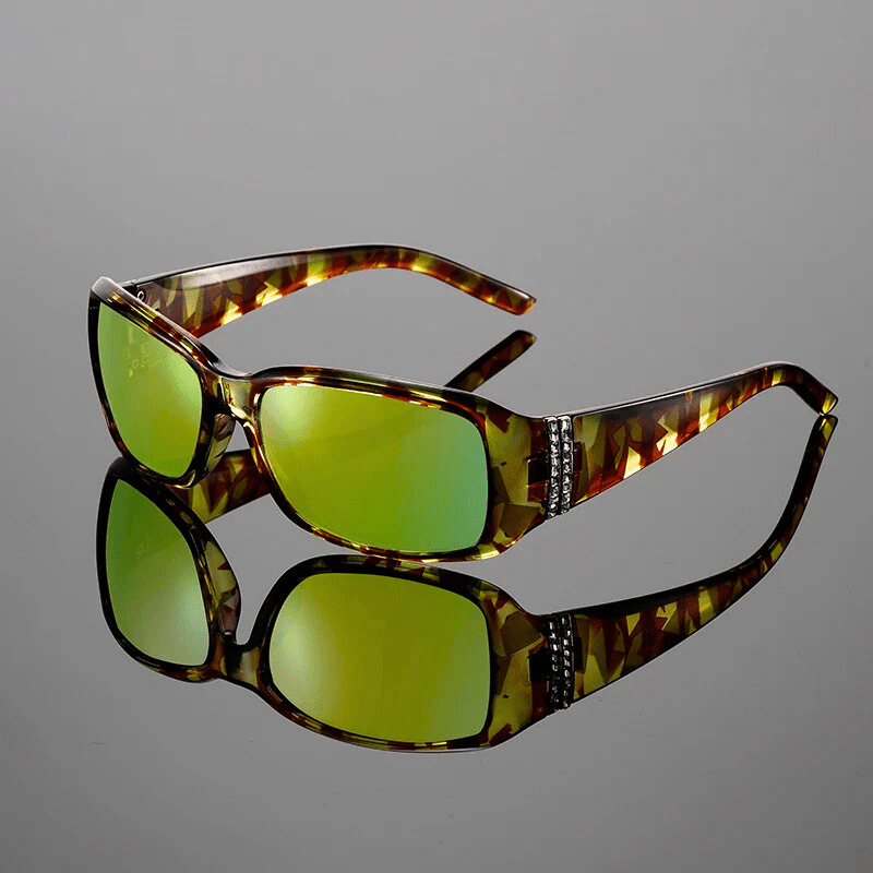 Solara Mosaic Sunglasses — Bold Artistic Shades with Rhinestone Accents (Green ) - | Zavonix