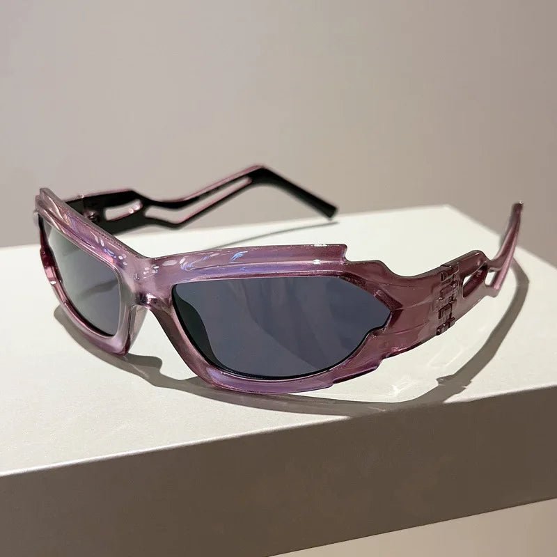 Solenra — Amber Acetate Sunglasses with Curved Frame Design (Purple ) - | Zavonix