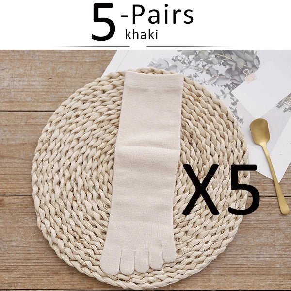 Breathable Five - Toe Socks — Women's Moisture - Wicking Comfort Fit (Khaki EU 36 - 40) - | Zavonix