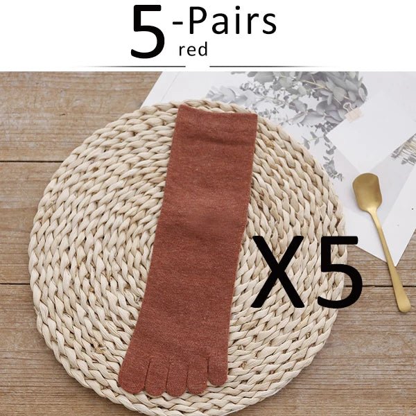 Breathable Five - Toe Socks — Women's Moisture - Wicking Comfort Fit (Red EU 36 - 40) - | Zavonix