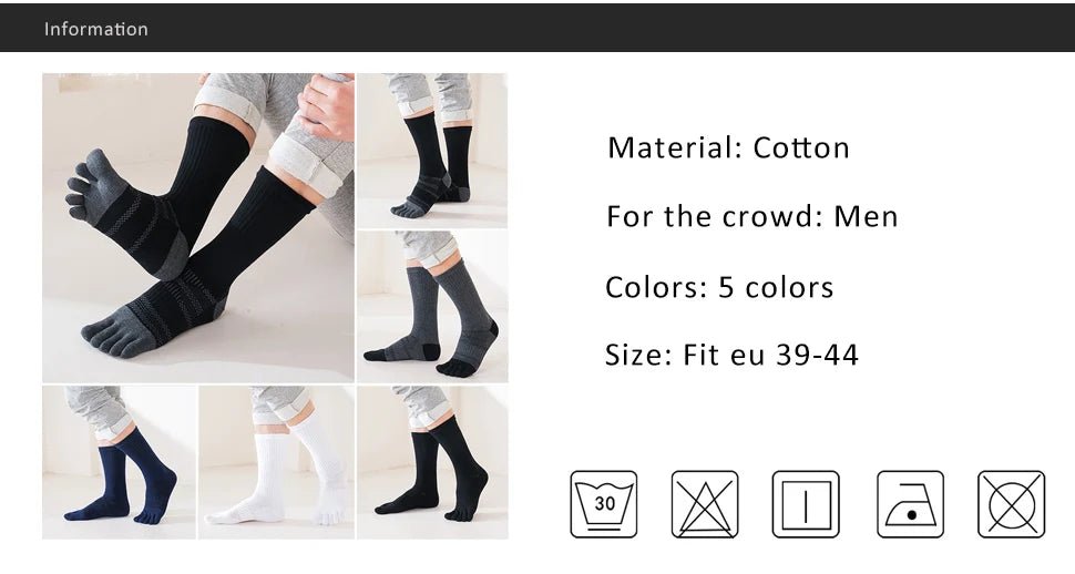 Men's Toe Separation Crew Socks — Breathable High - Crew Comfort (2 EU39 - 44) - | Zavonix