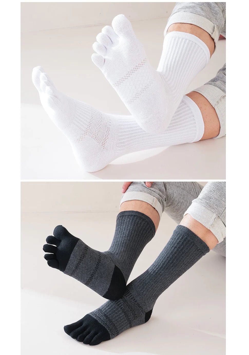 Men's Toe Separation Crew Socks — Breathable High - Crew Comfort (2 EU39 - 44) - | Zavonix