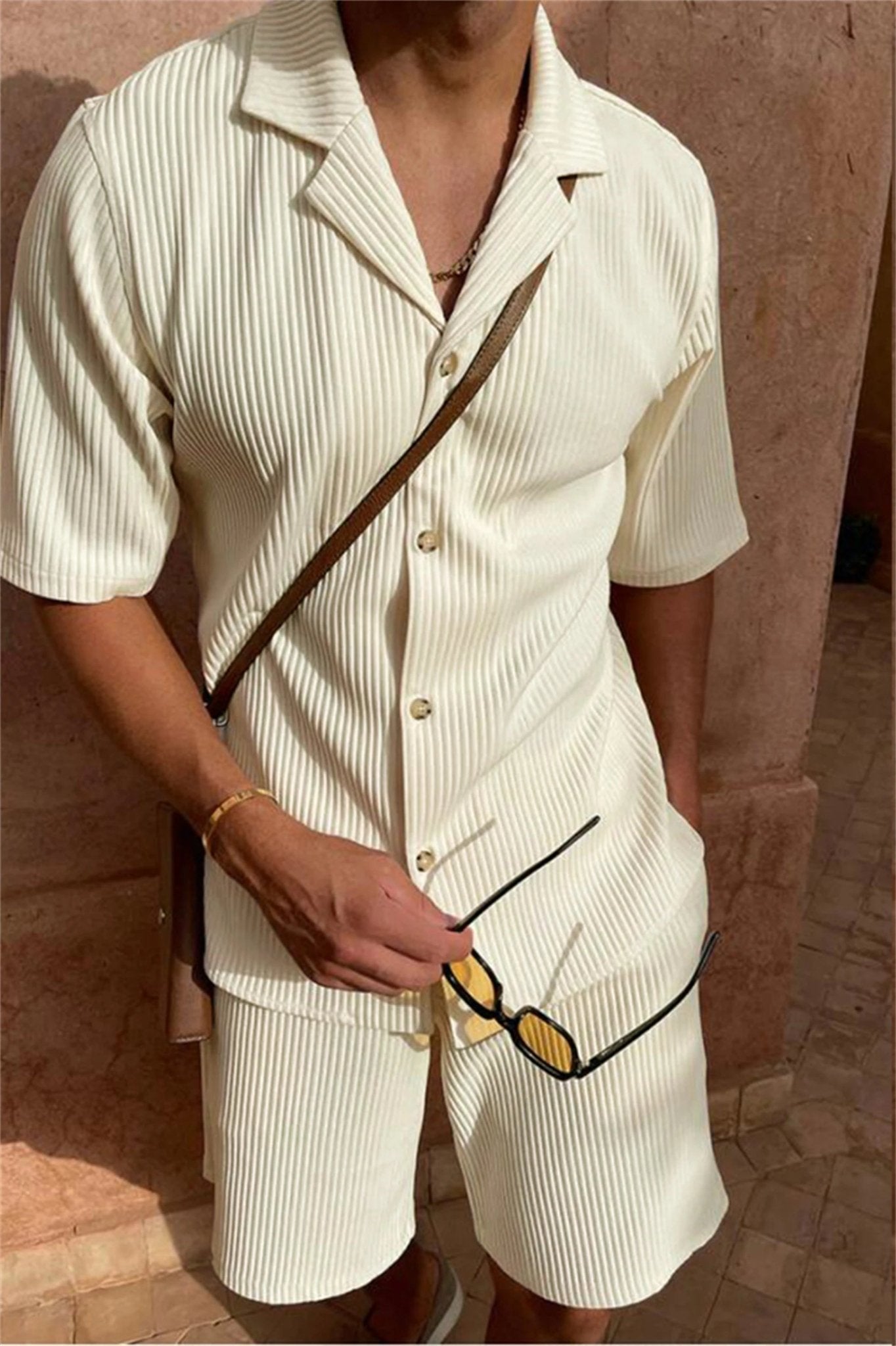 Striped Casual Shorts™ — Look Sharp, Feel Confident, Stay Cool All Day (creamy white S) - | Zavonix