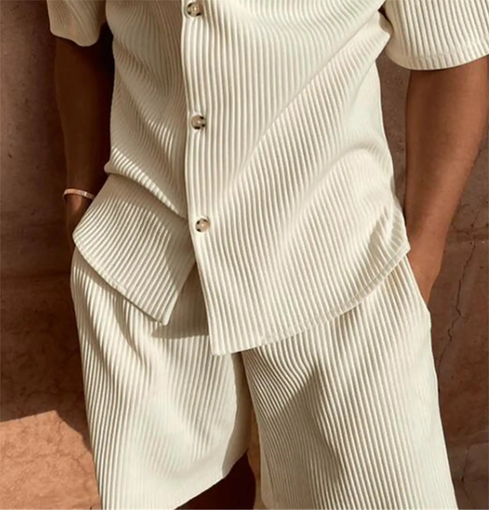 Striped Casual Shorts™ — Look Sharp, Feel Confident, Stay Cool All Day (creamy white S) - | Zavonix