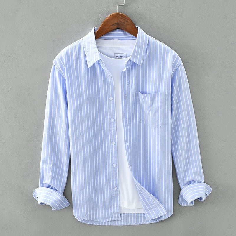 Striped Linen Shirt™ — Command Cool Confidence and Crush the Heat All Day (Blue XS) - | Zavonix